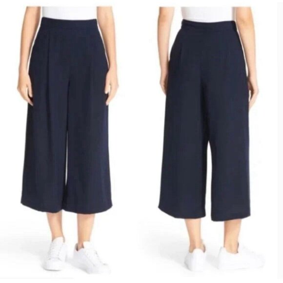 Diane Von Furstenberg Pants - DIANE VON FURSTENBERG HOLLY CULOTTES WIDE LEG'S PANTS NAVY BLUE SIZE 2
